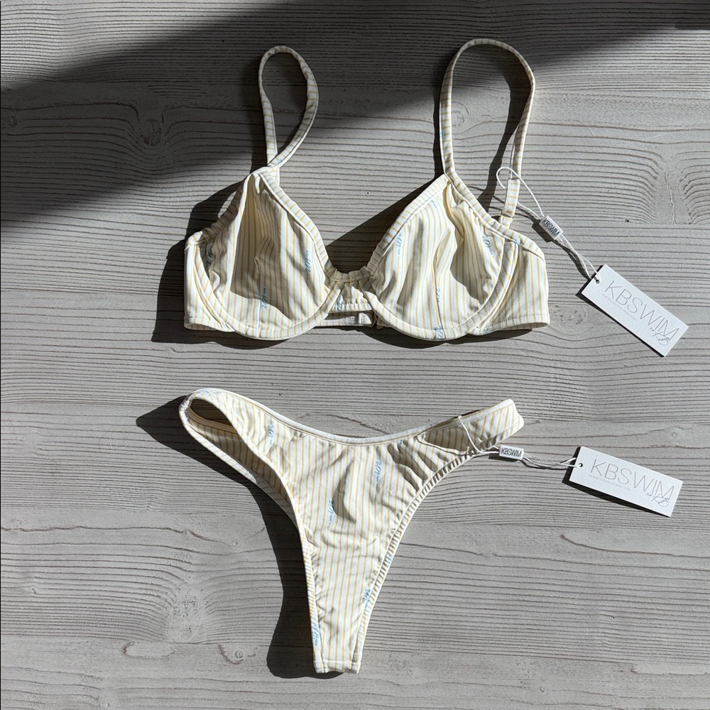 Yellow Stripe Underwire Bikini Set from KB Swim